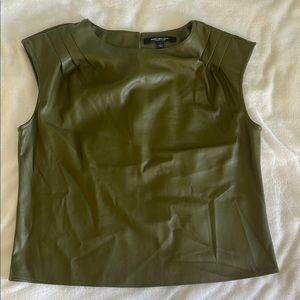 Green Boxy Tank Top with Rounded Neckline